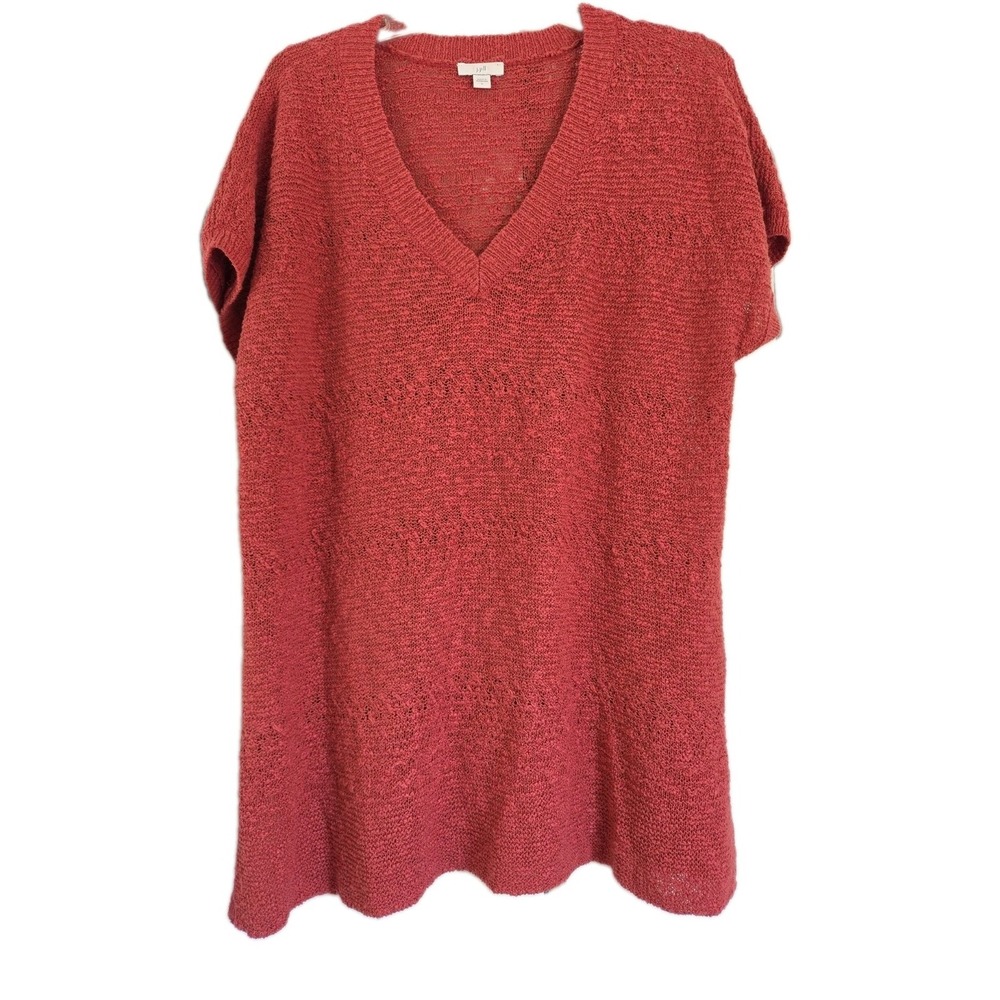 J. Jill Women's Cotton Blend Lightweight Textured Sweater V Neck L